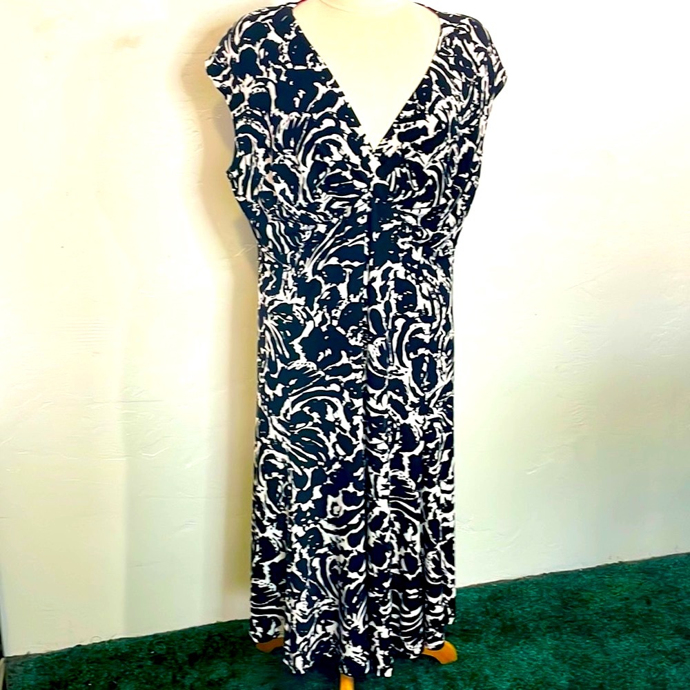 Jones of New York Short Sleeve Black & White Polyester Everyday Dress